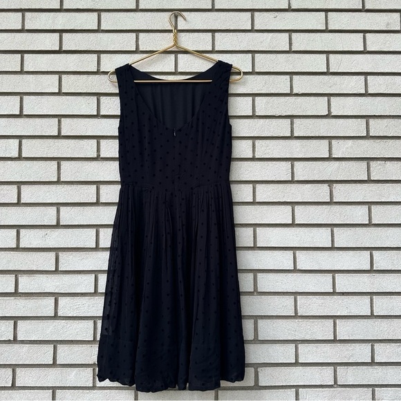 Emily & Fin Abigail Black Velvet Polka Dot Fit & Flare Dress Size S Pockets - Picture 9 of 15